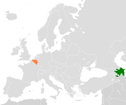 Map indicating locations of Azerbaijan and Belgium