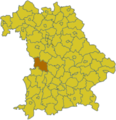 Lage des Landkreises Donau-Ries in Bayern