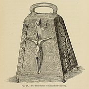 Bell shrine of Kilmichael (near Lochgilphead) or the Tor A'bhlarain' bell shrine, 12th century, encasing a 7th–9th century bell possibly associated with Colmcille,[42] NMS; drawing by Margaret Stokes.