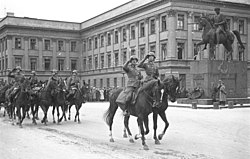 A German parade in front of the monument, September/October 1939
