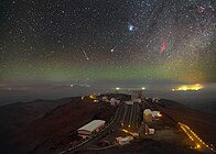 C/2014 Q2 glowing green over La Silla Observatory