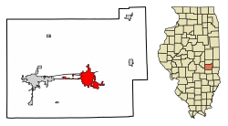Location of Charleston in Coles County, Illinois.