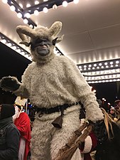 man in a Straggele costume at the Washington DC Krampusnacht walk (2016)