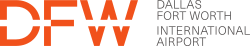The DFW logo: the letters "DFW" in orange with "Dallas Fort Worth International Airport" in gray