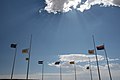 The flag of Colorado (third pole from left) alongside others at the Four Corners Monument