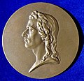 Friedrich Schiller, deutscher Arzt und Poet, Vorderseite der Medaille zum 100. Todestag 1905, nach der Dannecker'schen Büste von 1794.