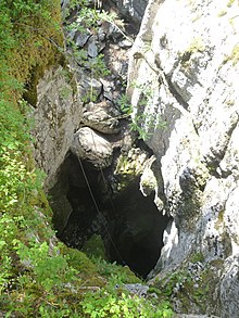 Entrance to Gouffre Berger, the deepest cave in the Vercors