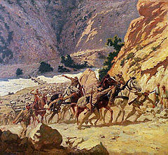 Greek artillery advances through the Kresna Pass.