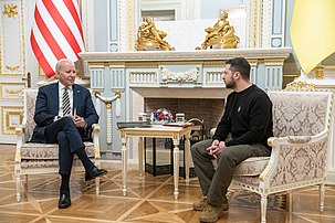 US President Joe Biden with Ukrainian President Volodymyr Zelenskyy in Kyiv, February 20, 2023