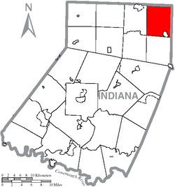 Map of Indiana County, Pennsylvania, highlighting Banks Township