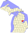 State map highlighting Arenac County