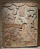 Yaxchilan lintel, war chief presenting captives to the king, 783 CE (Kimbell Art Museum)