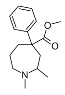 Chemical structure of Metheptazine.