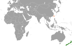 Map indicating locations of New Zealand and Taiwan
