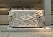 Roman sarcophagus with lions, 3rd century AD, marble, Neues Museum, Berlin