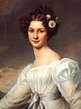Joseph Karl Stieler: Auguste Strobl, 1827. Dies ist die erste Dame, die Ludwig I. von Bayern für seine Schönheitengalerie malen ließ (heute: Schloss Nymphenburg). Es ist auch ein Beispiel für einen sogenannten 'Schwanenhals'.