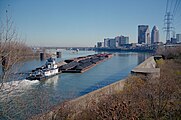 Towboat Sue Chappell upbound in Portland Canal on Ohio River (4 of 4), Louisville, Kentucky, USA, 1998