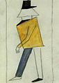 Costume design (c. 1910-1913) by Kazimir Malevich for Victory over the Sun