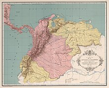 Map covering modern Panama, Ecuador, Colombia, Venezuela