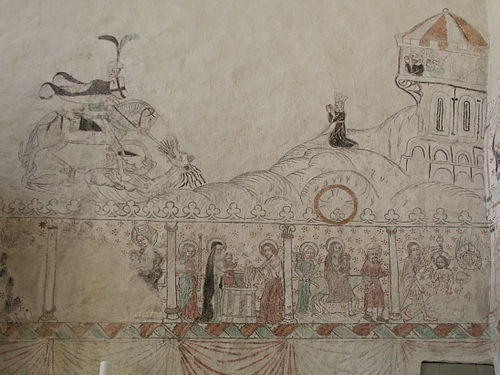 Fresco of the full legend, Anga Church, Gotland, Sweden (mid 15th century)