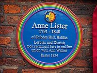 Rainbow plaque outside Holy Trinity Church, Goodramgate, York, erected by York Civic Trust in 2018 to commemorate Anne Lister and Ann Walker