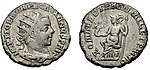 Antoninianus struck in Viminacium mint under Pacatianus to celebrate the 1001 birthday of Rome.