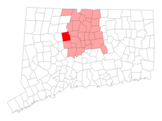 Burlington's location within Hartford County and Connecticut