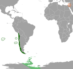 Map indicating locations of Chile and Israel
