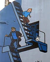 The Adventures of Tintin mural painting by Hergé