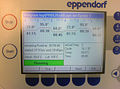 Detailaufnahme, Thermocycler-Display mit Verlaufsanzeige des laufenden PCR-Programms