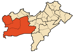 Map of Oran Province highlighting Boutlélis District