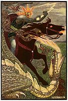 "Falcon the Hunter" Illustration for Russian Fairy Book (1916).