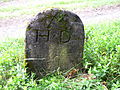 East side of a boundary stone, inscribed with HD for Hesse-Darmstadt