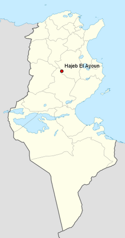 map showing the location of Hadjeh-El-Aïoun a town in Tunisia