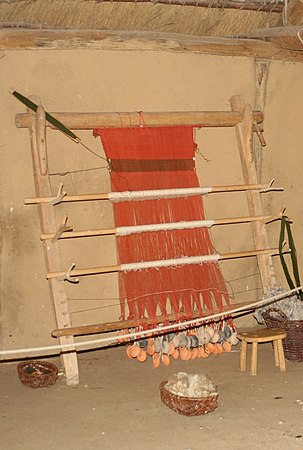 Three heddle-rods.