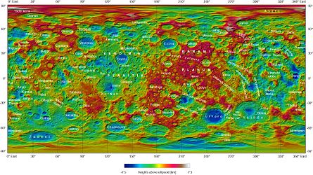 Topographical map of Ceres
