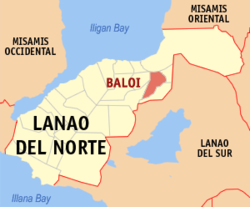 Map of Lanao del Norte with Balo-i highlighted