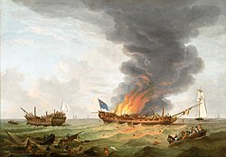 Painting of the battle by Richard Dodd (1781)