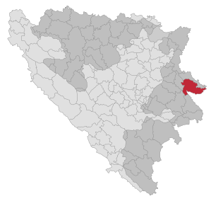 Lage der Gemeinde Srebrenica in Bosnien und Herzegowina (anklickbare Karte)