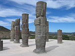 Warrior columns (Toltec); c.1000; basalt; height: c.460 cm; Tula de Allende (Mexico)