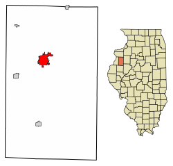 Location of Monmouth in Warren County, Illinois.
