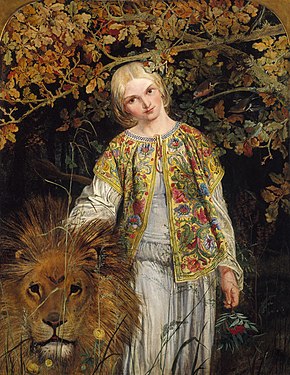 Una and the Lion by William Bell Scott, 1860.