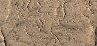 Close, color view of ridges, as seen by HiRISE under HiWish program