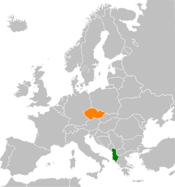 Map indicating locations of Albania and Czech Republic