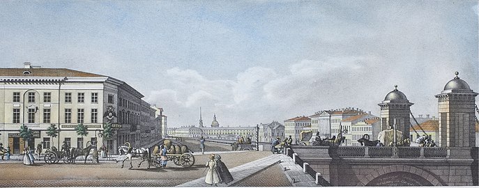 Panorama of Nevsky Prospect, 1830s. Engraving by Vasily Sadovnikov.
