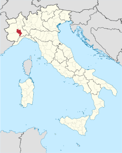 Map highlighting the location of the province of Asti in Italy