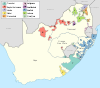 Karte der Homelands in Südafrika