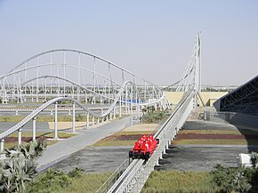 A train launching along Formula Rossa's launch track