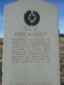 Stone monument erected by the State of Texas on the grounds of Fort McKavett