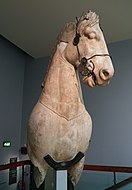 Room 21 – Fragmentary horse from the colossal chariot group which topped the podium of the Mausoleum at Halicarnassus, one of the Seven Wonders of the Ancient World, Turkey, c. 350 BC